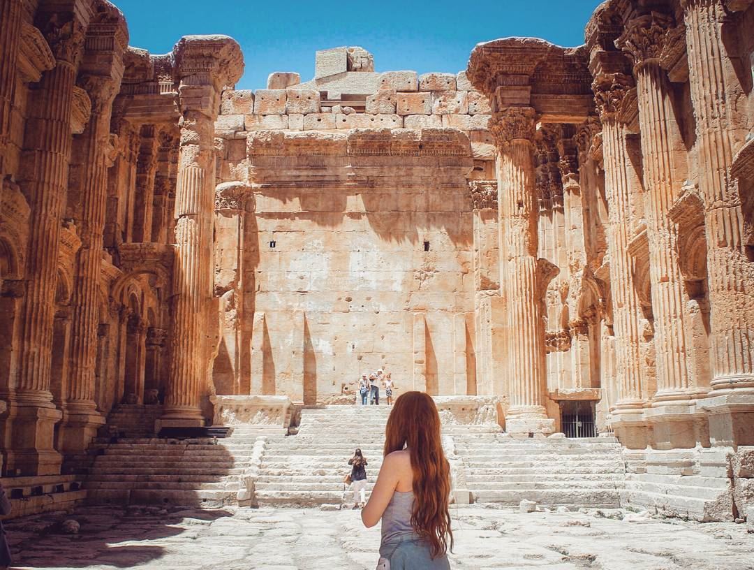 In the majesty of time ! BAALBECK 🌞💙... .  lebanon  baalbeck ... (Temple of Bacchus)