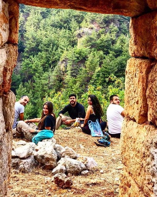 In this picture you will observe a pack of hikers in their natural... (Ouâdi Qannoûbîne, Liban-Nord, Lebanon)