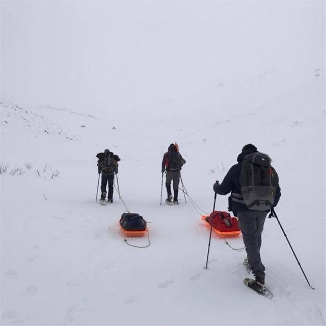 Into the white... lebanon  lebanese  snow  snowshoeing  pulka  sledge ... (Jord el Aaqoûra)