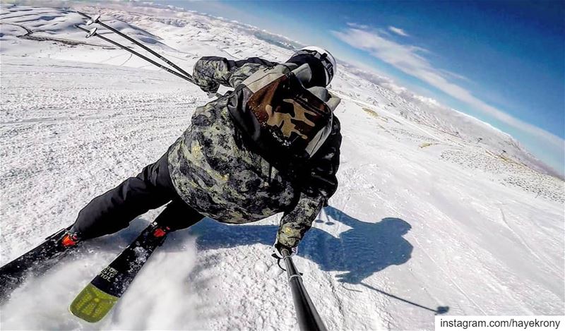 It's all downhill from here ⛷️🏔️... skiing carvingski skiseason... (Mzaar Ski Resort Kfardebian)