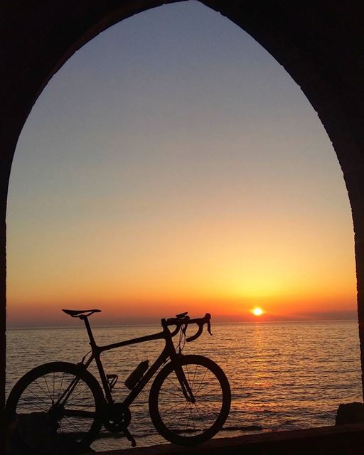 It's the little things in life. 🌅🚴 sunset  roadbike  mikesport ... (The Phenician Wall - Batroun)