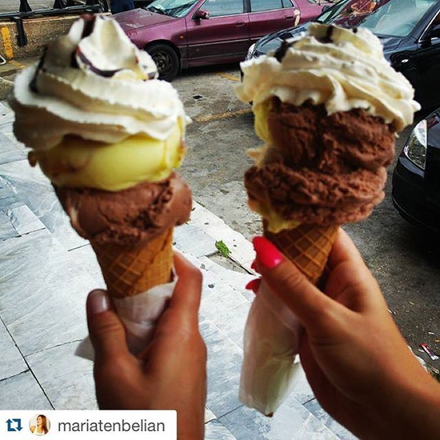 It sure is a beautiful hot day in lebanon, I believe it's appropriate to go agead and grab some ice cream while chilling by sea!!! Repost @mariatenbelian  (Bachir Ice Cream)