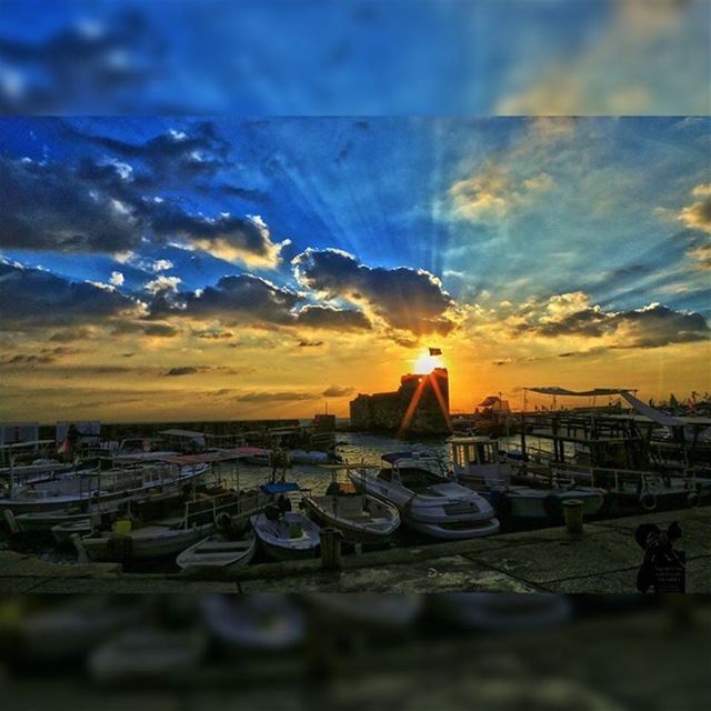 Jbeil...  lebanon  jbeil  livelovejbeil  sunset  sea  boat  boats  clouds ...