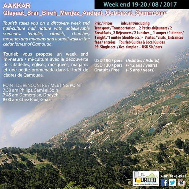 Join us for an amazing week end in  akkar . Places are very limited !...