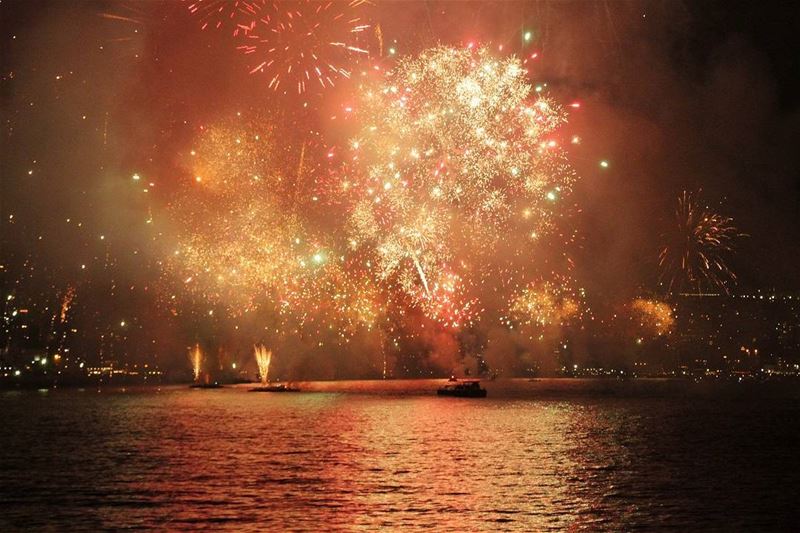 Jounieh fireworks - no filter.  jounieh   fireworks  nofilter  boat ...