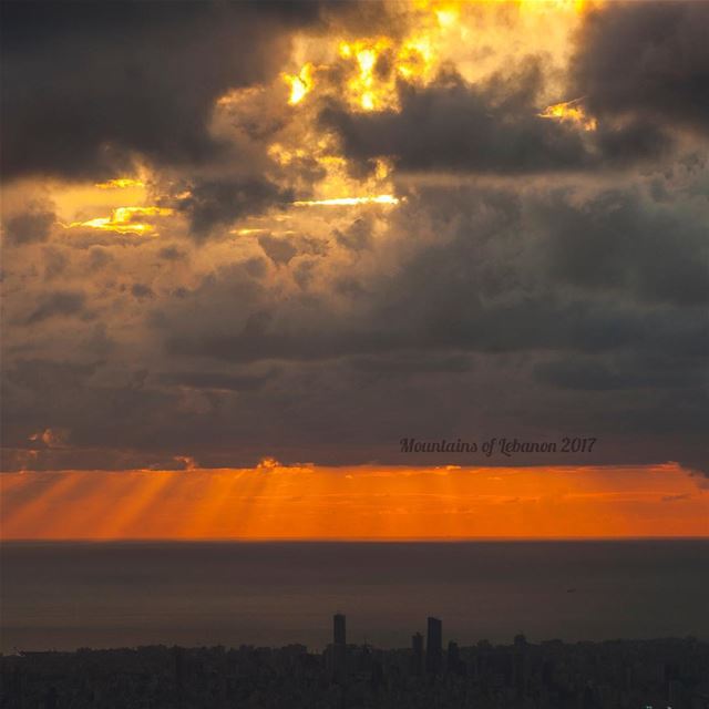 Just another Fall Clouded sunset over Beirut, with a nice layering of... (Balloûné, Mont-Liban, Lebanon)