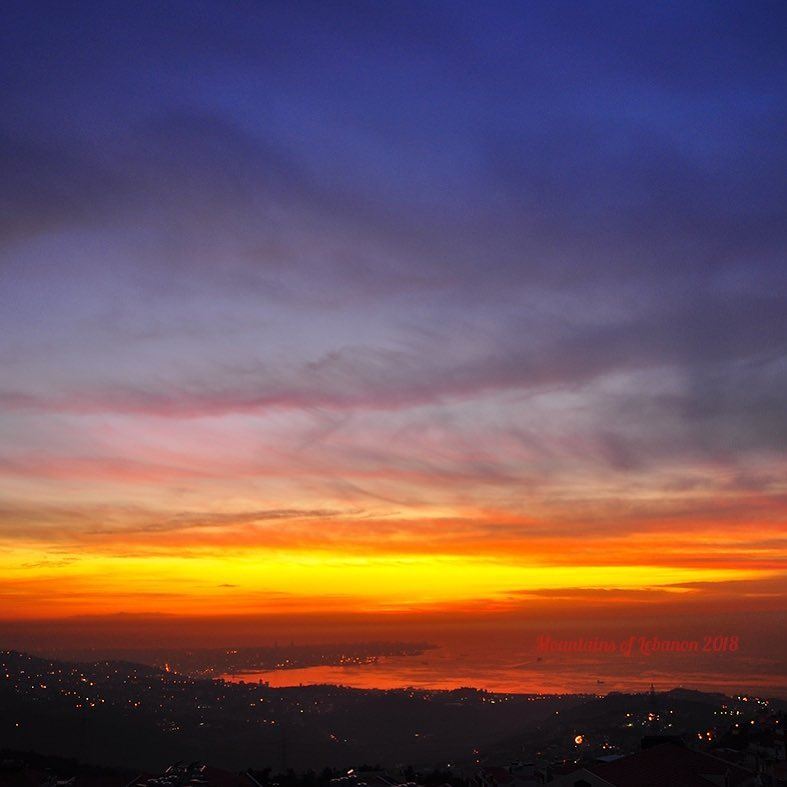 Just another mid Winter Sunset over Beirut... sunset  epicsunset ... (Ballouneh, Mont-Liban, Lebanon)