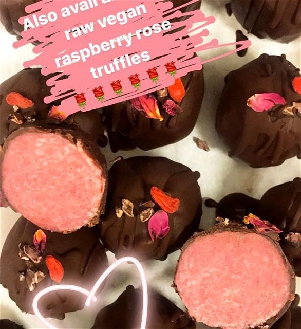 Just delivered these beautiful Raspberry Rose raw vegan truffles to @uenerg (U Energy Beirut)