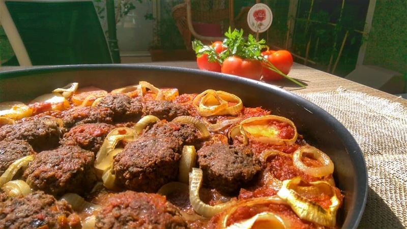 Kafta Bil Saniyeh and Kousa Bi Laban for lunch today at Em's. Give us a... (Em's cuisine)