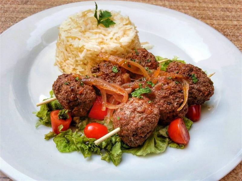 Kafta Meatballs and Mexican Chicken with Rice for Lunch today at Em's.... (Em's cuisine)