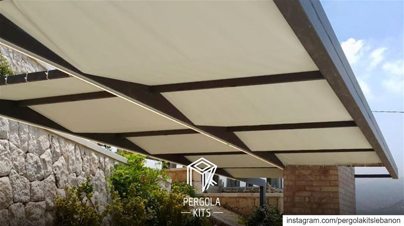 Keep it Simple➖Attached Modern Pergola with Fabric Roofing! ...