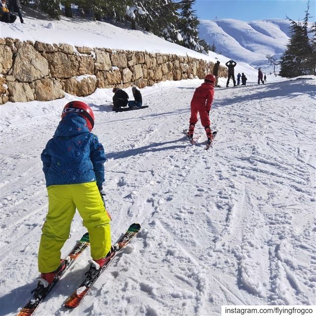 Kids enjoying their ski lessons on the slopes!!.... flyingfrog ... (Mzaar Ski Resort Kfardebian)