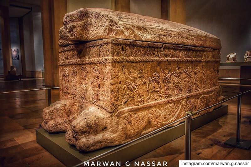 King Ahiram Sarcophagus..Also spelled Ahirom 𐤀𐤇𐤓𐤌a Phoenician king... (National Museum of Beirut)