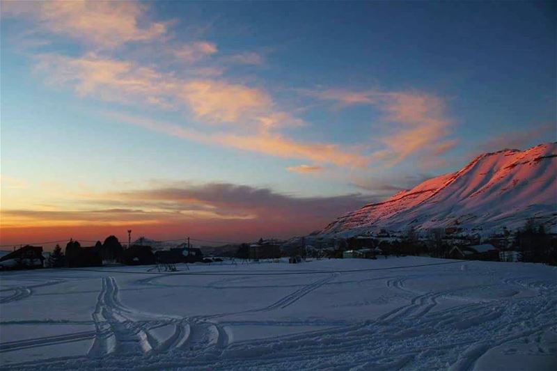 Kissing the mountains goodbye! snow  sunset  dusk  mountains ... (The Cedars of Lebanon)