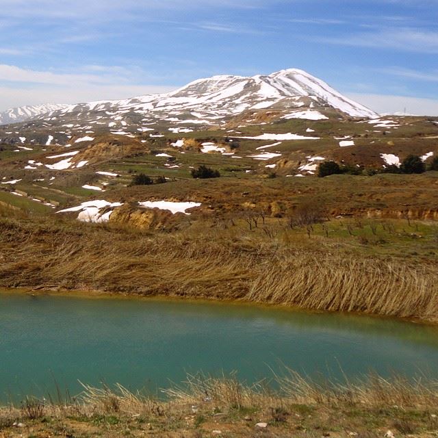 lake water snow mountain mountainsoflebanon naturenatureoflebanon blue skyclouds