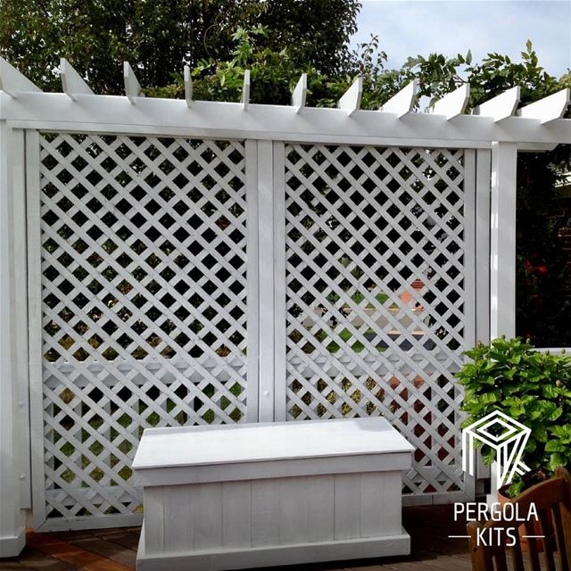 Lattice privacy Wall Kits in White.  CustomizeNow  PergolaKitsLebanon....