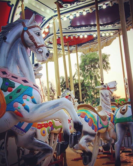 Laughters, colors, lights & music. carrousel  horse  horses  themepark ... (Beirut, Lebanon)