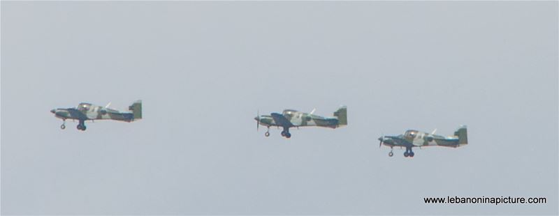 Leb Army Airplanes Flying over Mount Lebanon in Preparation for the Independence Day