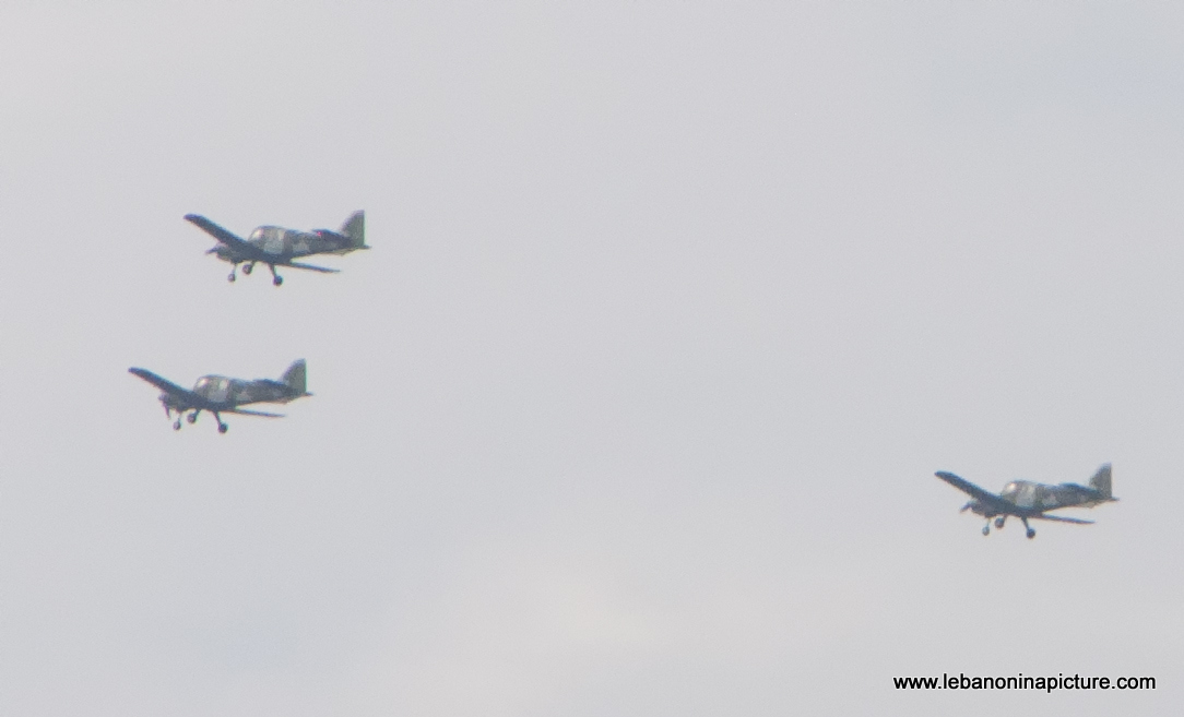 Leb Army Airplanes Flying over Mount Lebanon in Preparation for the Independence Day