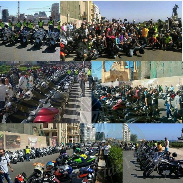 Lebanese Legal Bikers protest today (1\5\2015) @ Sahet El Shohada. One For All, All for One.