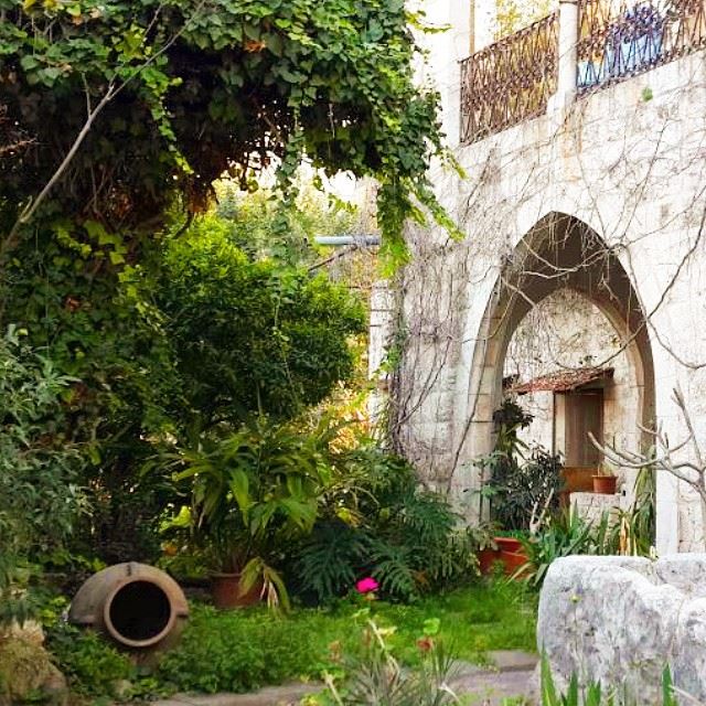 lebanesehouse stonehome stonewall garden plants loves_lebanon arch archleb oldarchitecture architecture