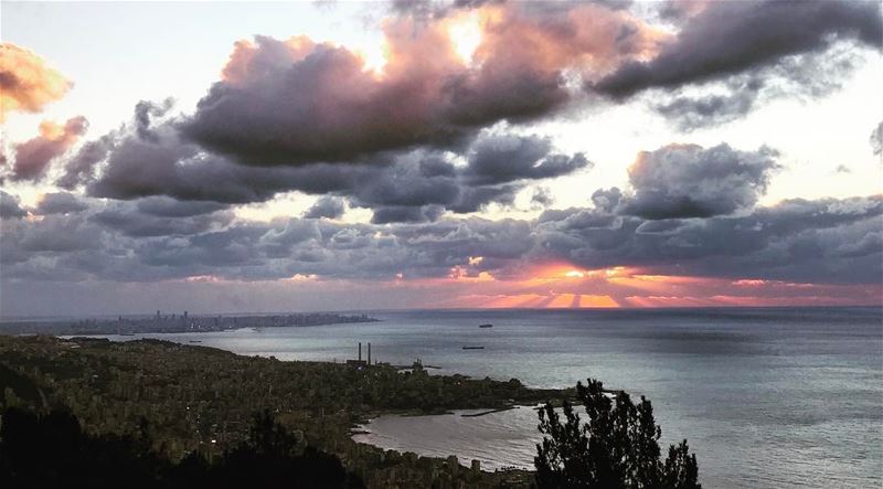  lebanon beirut jounieh keserwan sunset clouds sun sea sky orange blue... (Jounieh)