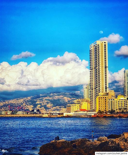  lebanon  beirut  sea  architecture  landscape  sunset  clouds  sky  blue ... (Beirut, Lebanon)