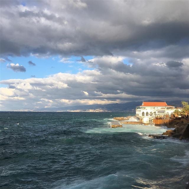  lebanon  beirut  winter  storm  clouds  sea  house  sky  nature ...