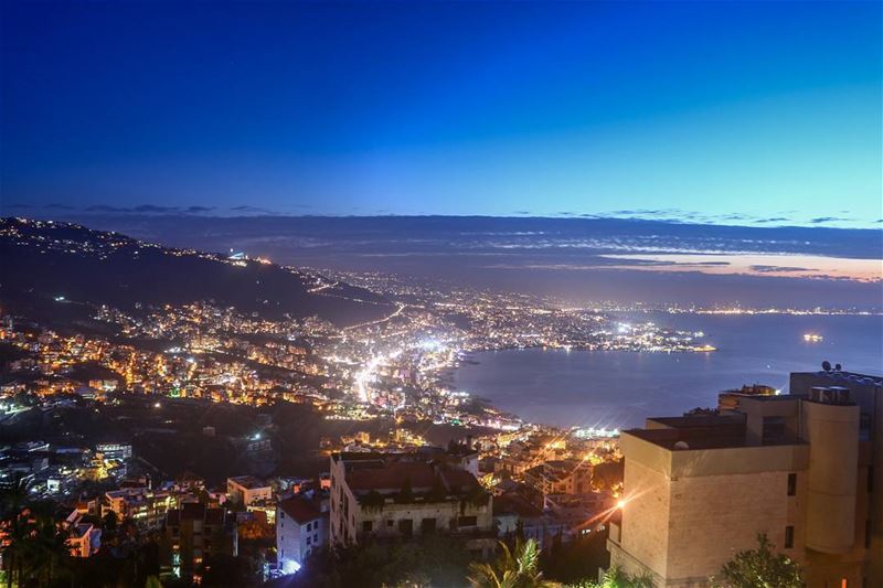  Lebanon  Jounieh  Night  Sunset  Sky  Sea  Mountains  Buildings ...
