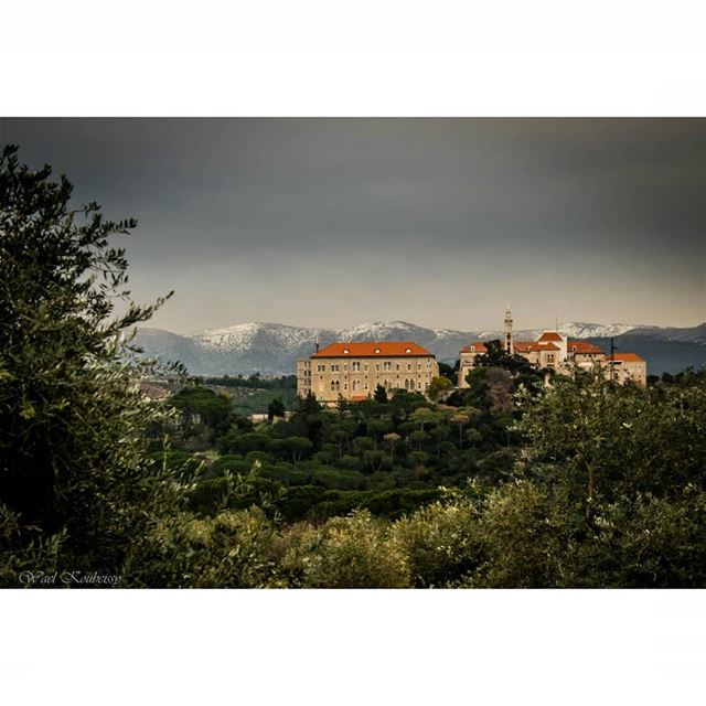  lebanon  monastery  landscape  mountains  snowy  mountain  tree  nature ... (دير المخلص العامر)