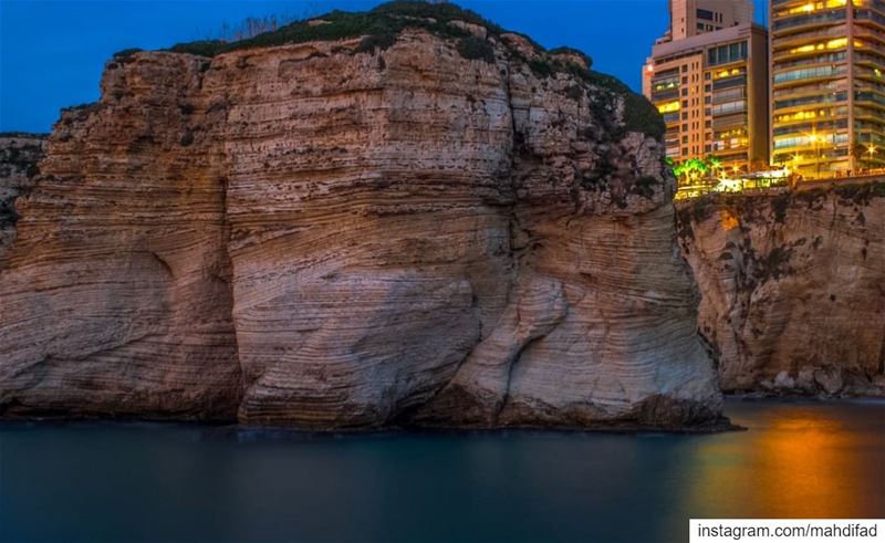  Lebanon Rawche Rocks Beirut sea lights reflection pysglb igers... (Beirut, Lebanon)