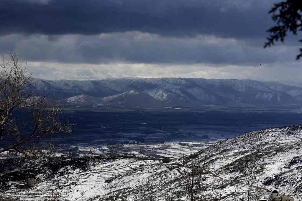 Lebanon’s Bekaa valley covered in snow. (JOSEPH EID / AFP)