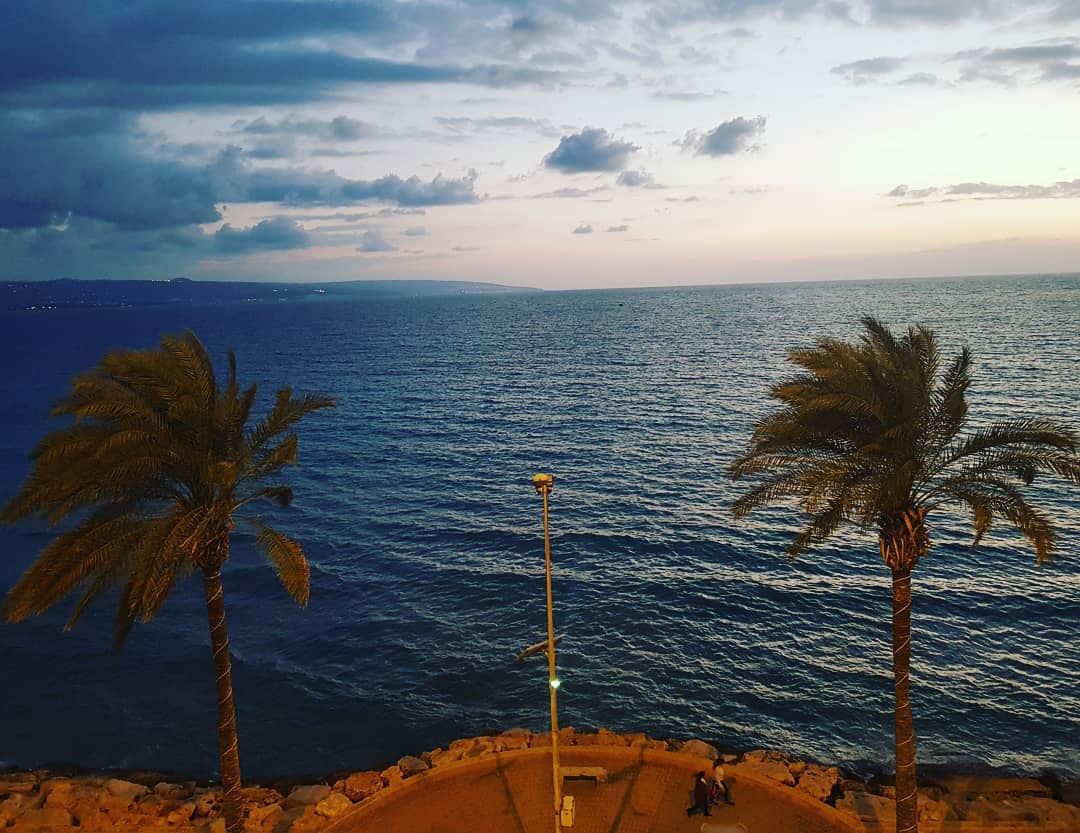  lebanon  sour  tyr  mediterraneansea  beachview  sunset  cold  windy ... (Murex Hotel)