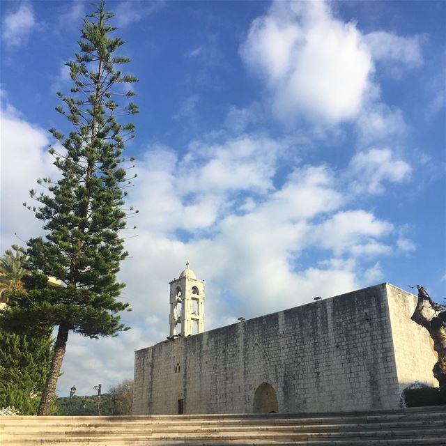 Lebanon  Sunday  vintage  church  steps  clouds  tree  historic ... (Zouk Mosbeh)