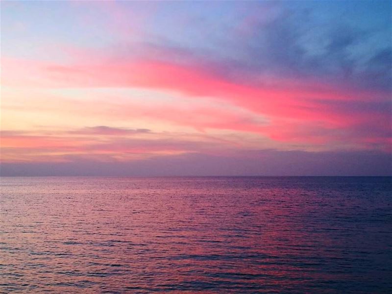  Lebanon  Tripoli  trip  sea  sunset  horizon  sky☁  red  pink  water ...