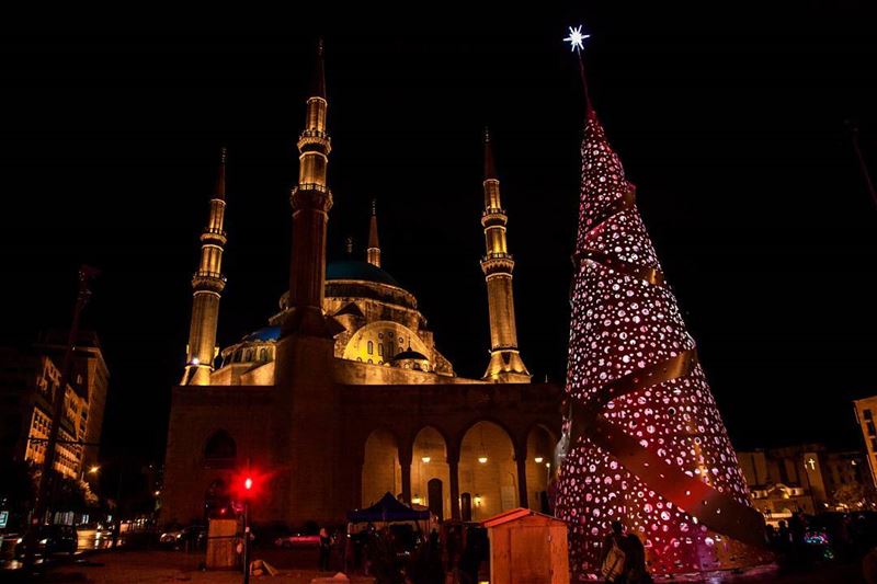  Lebanon ❤️  Peace  Religion  Mosque  Christmas  Tree  Colors  Lights ... (Downtown, Beirut, Lebanon)