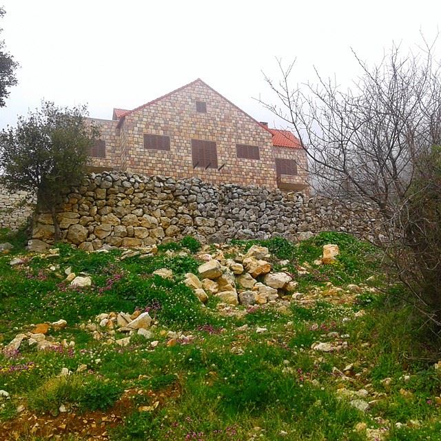 lebanonhouses redbricks stonehome stonewalls architecture natureoflebanon nature loves_lebanon whatsuplebanon beautifulnature beautifullebanon fog foggy (7ardine North Lebanon)