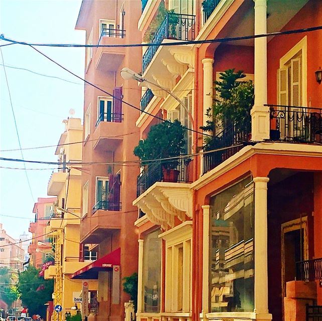 Les balcons d'ach!  lebanon  oldbuildings  balconies  orange  yellow ... (Achrafieh, Beirut)