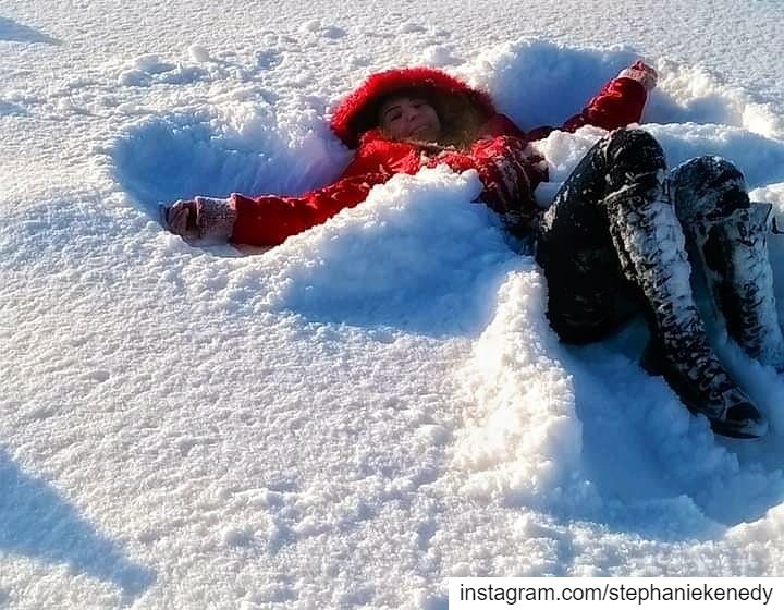 Let's make Snow Angels 😇❄ snow  snowboarding  angel  snowangel  funtimes... (La Reserve Horsh Ehden)