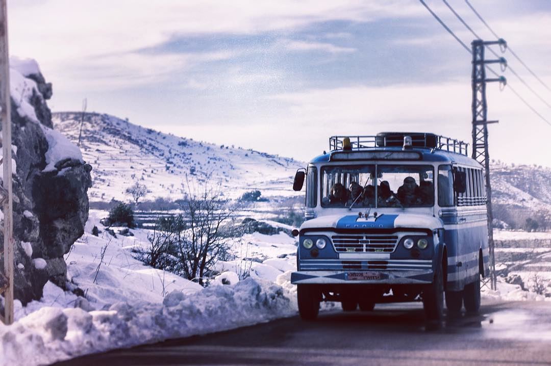 Let's roll .. عهدير البوسطة   Lebanon  Liban  buss  trip  snow  Jezzin ... (Jezzîne, Al Janub, Lebanon)