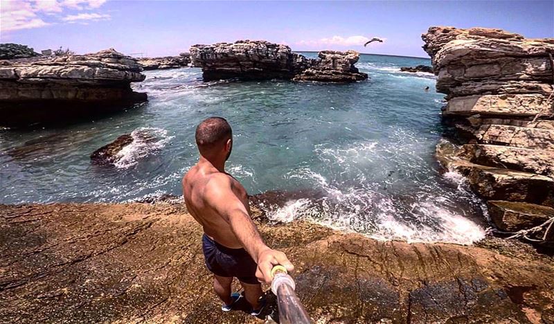 Let the sea, set you free...  sea summer rocks selfie gopro goprohero5... (Kfar Abida)