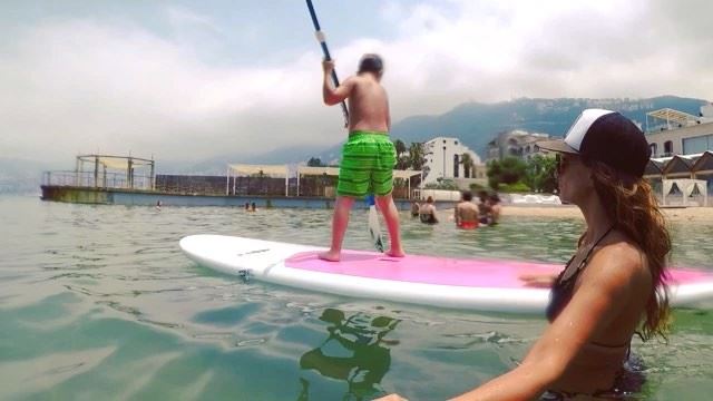 LET THEM BE little ✨... tbt  children  play  sup  standup  beach  sea ... (TIKI BAR / LAGON)