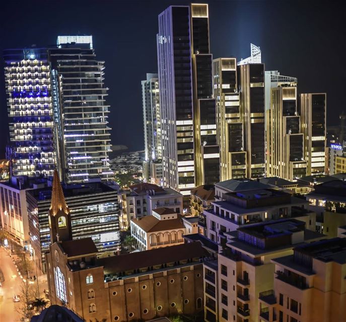 Lights of Beirut 🇱🇧🌃🇱🇧 .... lebanon  beirut  beirutcityguide ... (Mar Elias Church-Kantar)