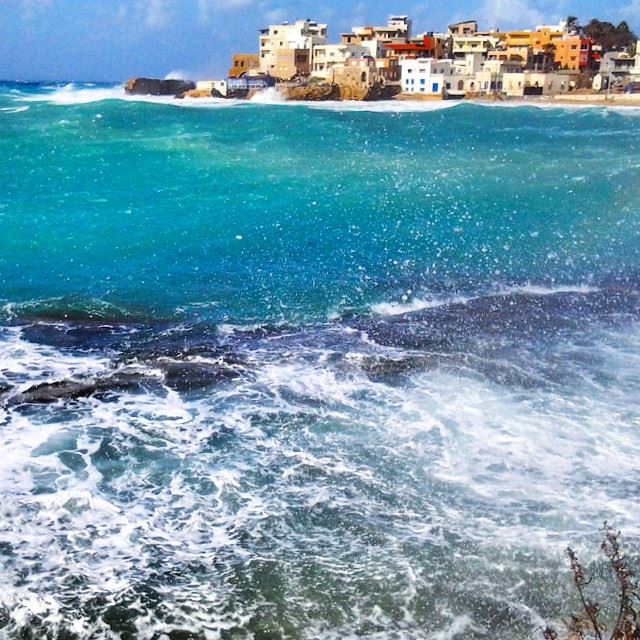 Live from Bahsa bay, Batroun. Poseidon seems very angry...LOL Batroun ...