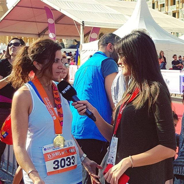 Live TV Interview on New TV at the Beirut Marathon Finish Line.  Yes I did... (Beirut Marathon)