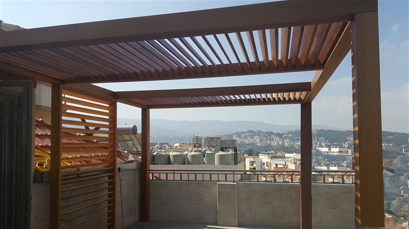 Louvers are the way to Go!  PergolaKitsLebanon. Wood  Pergola  Louvers ... (Mansourieh)