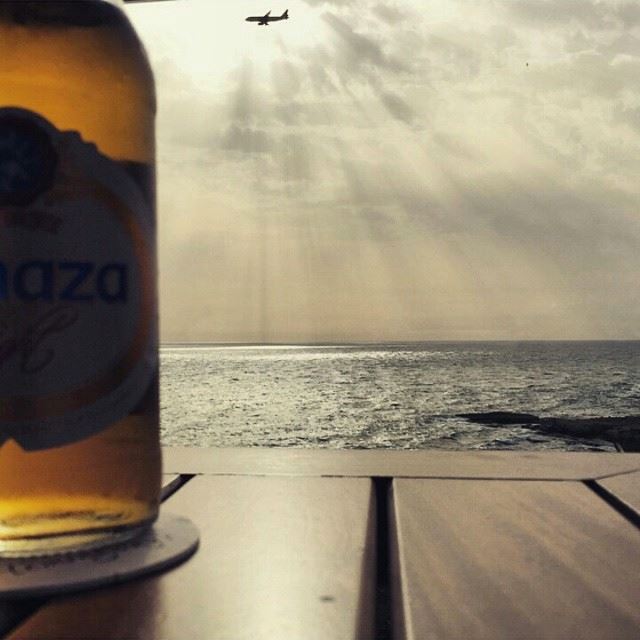 Lovely😍 rawche beirut sea plane sunset almaza beer (Hemingways, Movenpick)