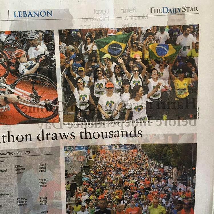 Maratonistas brasileiras em destaque no jornal libanês 🇧🇷🇱🇧 enviada... (Beirut Marathon)