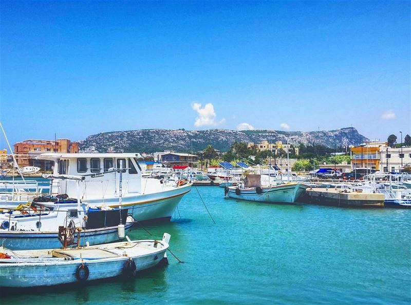 Mediterranean breeze of summer...  sky  sea  boat  sail  turquoise  waters... (Batroûn)