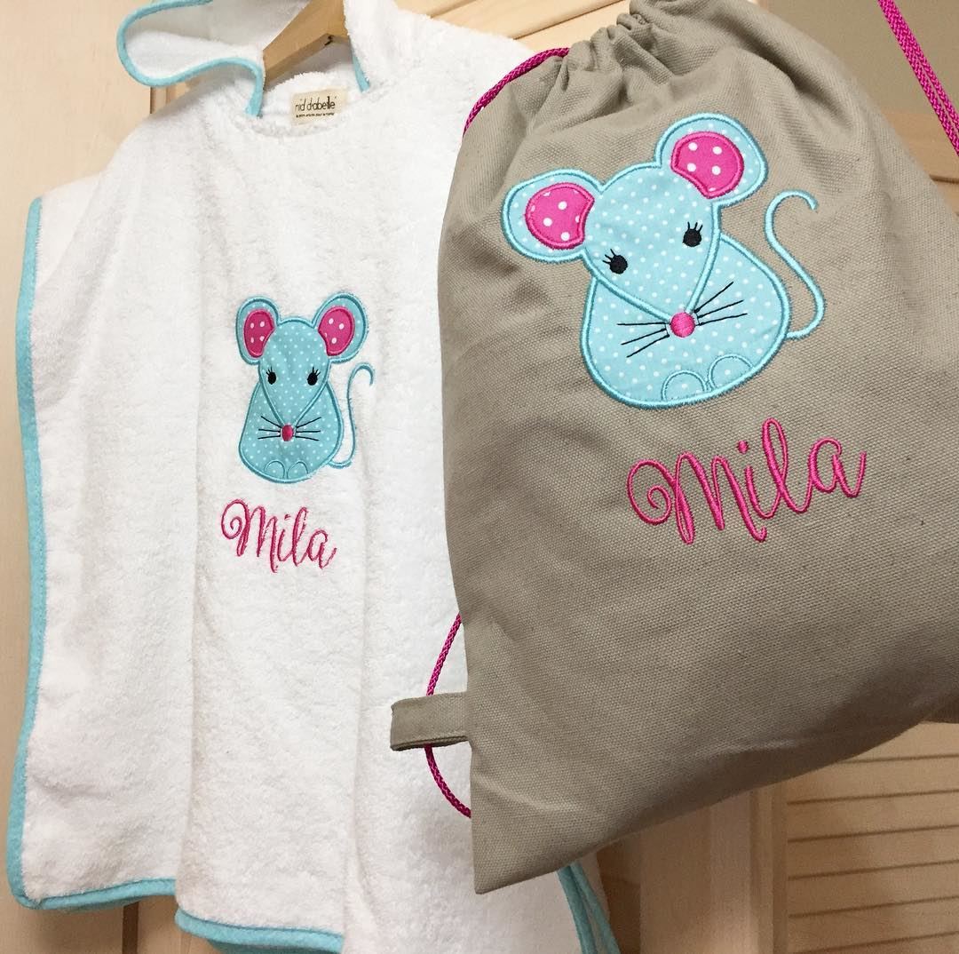 Meet our mini blue mouse 🐭set for baby Mila 💖Write it on fabric by nid d'